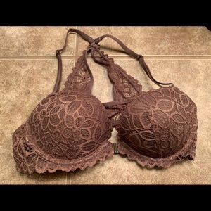 PINK Victoria Secret taupe lace bra